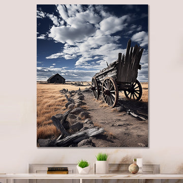 Grey Old Cart Rustic Charm - Old American Cart Canvas Wall Art